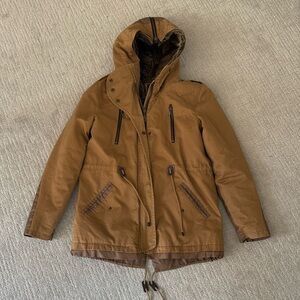 Tan Faux Fur Lined Winter Coat Jacket Forever 21 size M